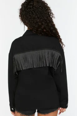 Studded Fringe Trucker Jacket