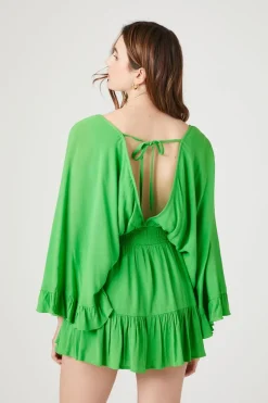 Surplice Angel-Sleeve Romper