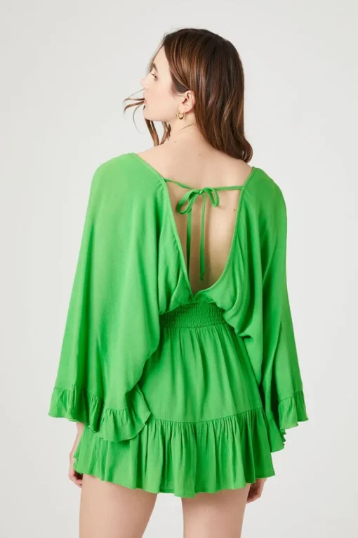 Surplice Angel-Sleeve Romper