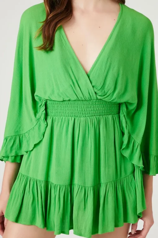 Surplice Angel-Sleeve Romper