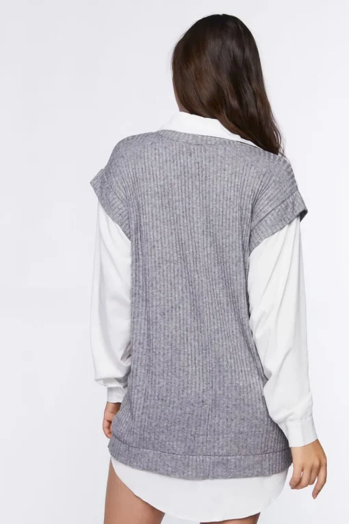 Sweater Vest & Shirt Combo Dress