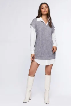 Sweater Vest & Shirt Combo Dress