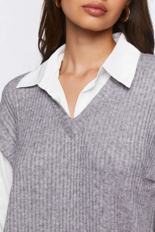 Sweater Vest & Shirt Combo Dress