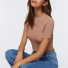 Sweater-Knit Mock Neck Crop Top