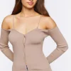 Sweater-Knit Open-Shoulder Top