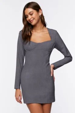 Sweetheart Long-Sleeve Mini Dress