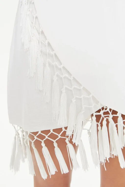 Tassel-Trim Halter Mini Dress
