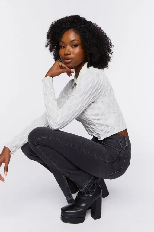 Textured Cropped Shirt