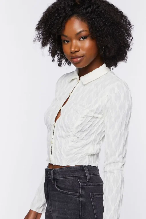 Textured Cropped Shirt