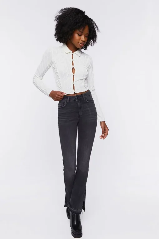 Textured Cropped Shirt