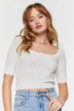 Textured Short-Sleeve Crop Top