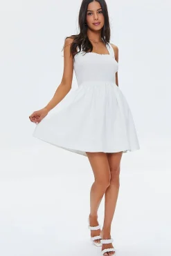 Tie-Back Smocked Mini Dress