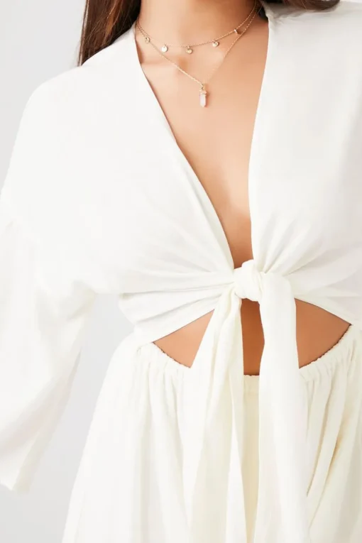 Tie-Front Cutout Romper