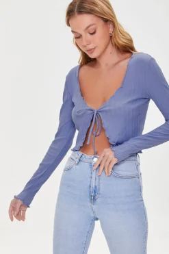 Tie-Front Ribbed Top