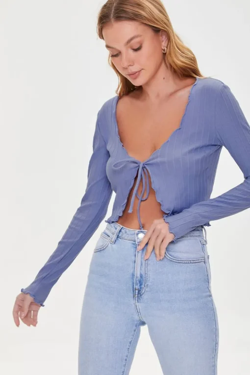 Tie-Front Ribbed Top