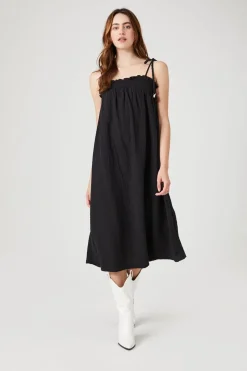 Tie-Strap Shift Midi Dress