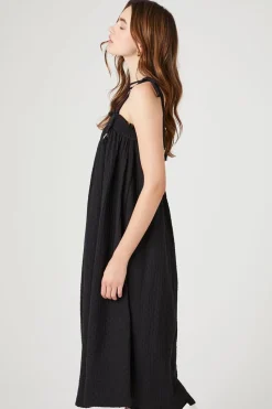Tie-Strap Shift Midi Dress