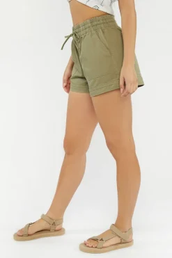 Tie-Waist Twill Shorts