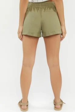 Tie-Waist Twill Shorts