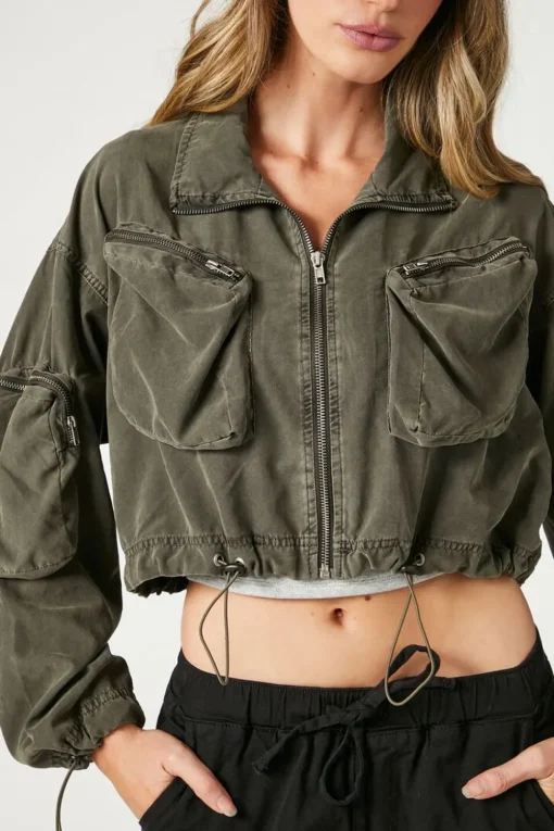 Toggle-Drawstring Bomber Jacket