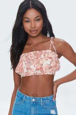 Tropical Floral Print Cropped Cami