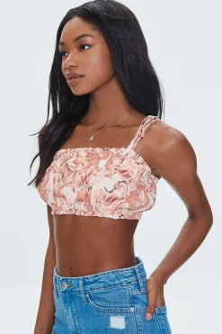 Tropical Floral Print Cropped Cami
