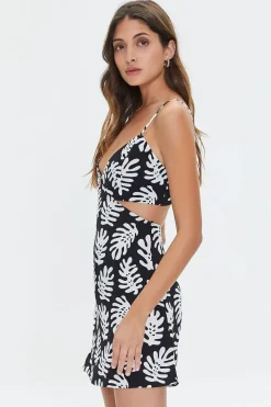 Tropical Leaf Print Mini Dress