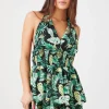 Tropical Print Halter Mini Dress