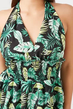 Tropical Print Halter Mini Dress