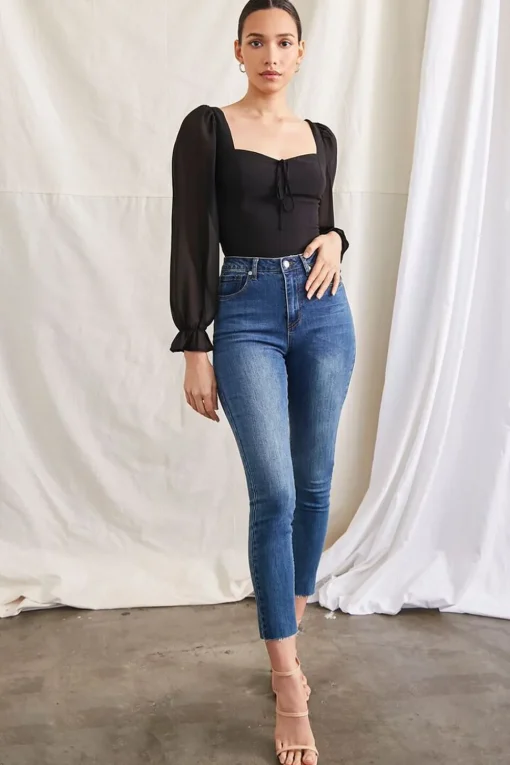 Trumpet-Sleeve Smocked Top