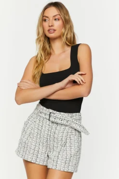 Tweed Belted High-Rise Shorts