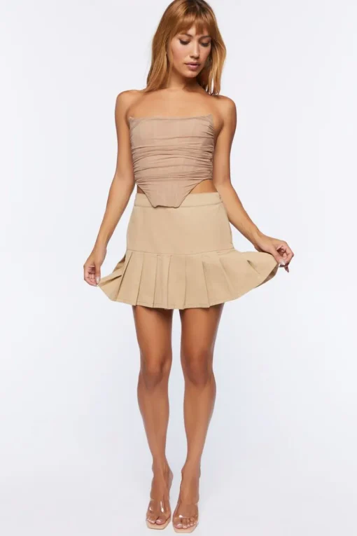 Twill Drop-Waist Mini Skirt
