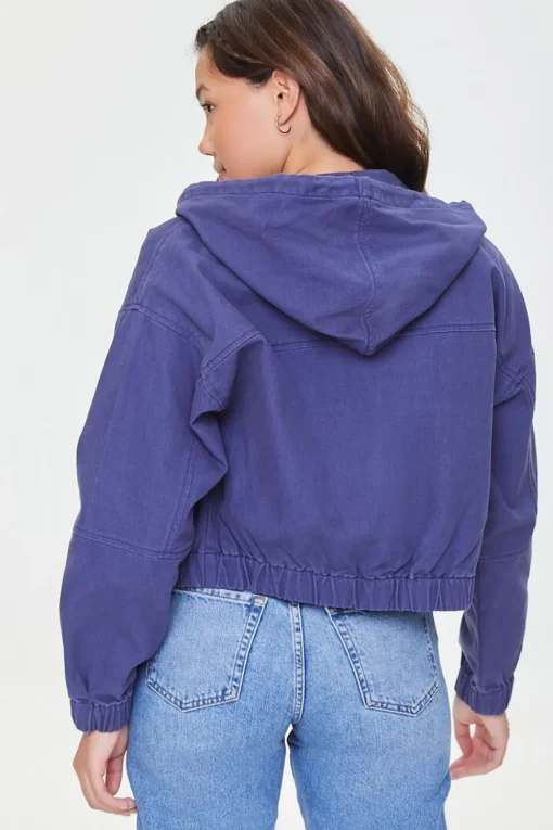 Twill Zip-Up Hooded Jacket