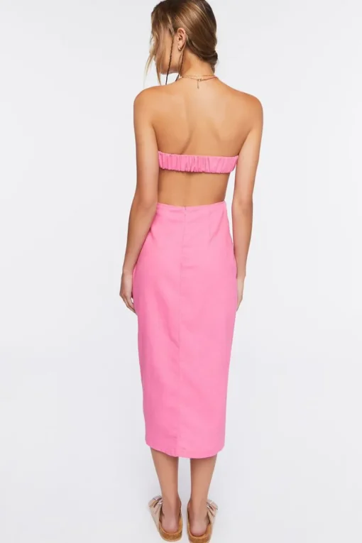 Twisted Strapless Midi Dress