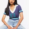 Varsity-Striped Cropped Sweater