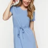 V-Neck Drawstring Mini Dress