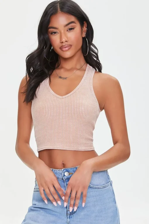 Waffle Knit Cropped Tank Top