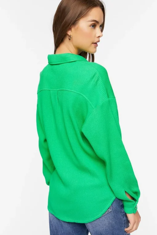 Waffle Knit Drop-Sleeve Shirt