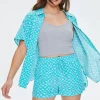 Wavy Checkered Drawstring Shorts