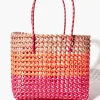 Wicker Colorblock Tote Bag