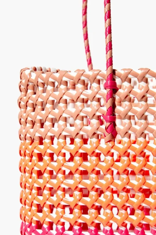 Wicker Colorblock Tote Bag