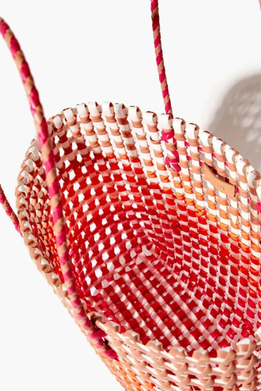 Wicker Colorblock Tote Bag