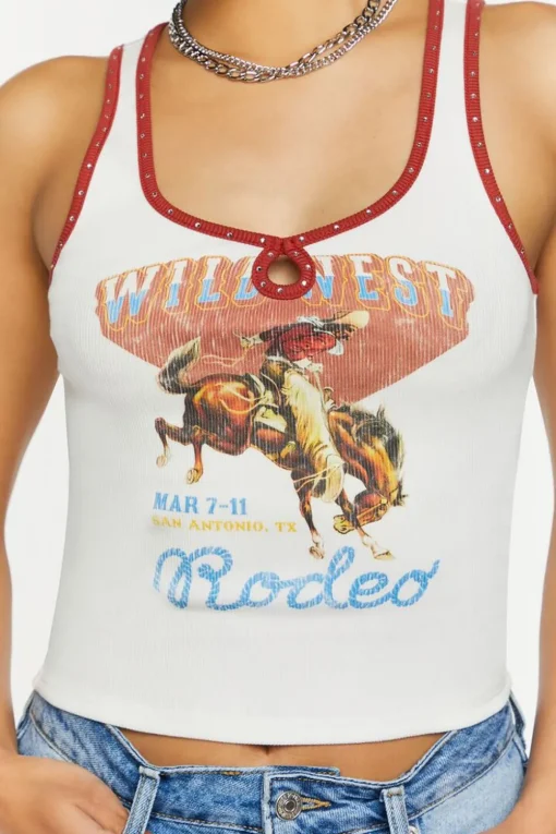 Wild West Graphic Studded Tank Top