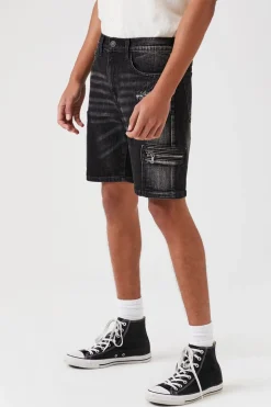 Zip-Pocket Denim Shorts