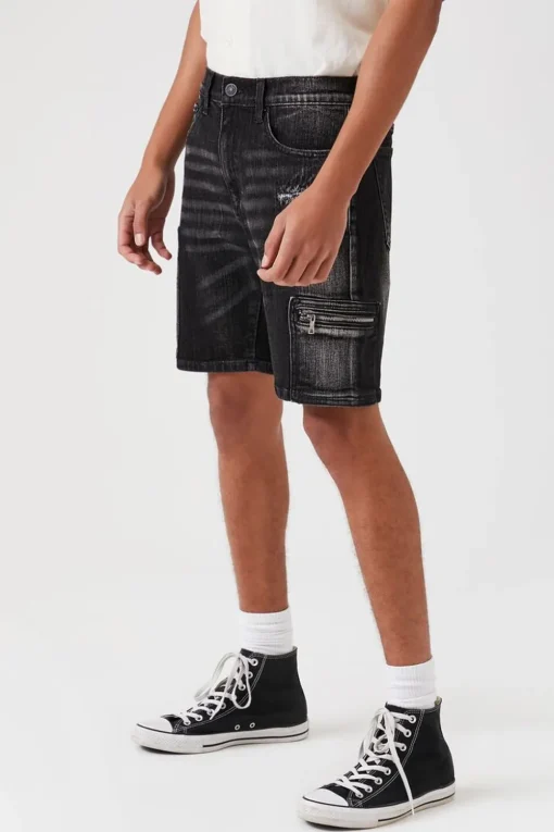 Zip-Pocket Denim Shorts