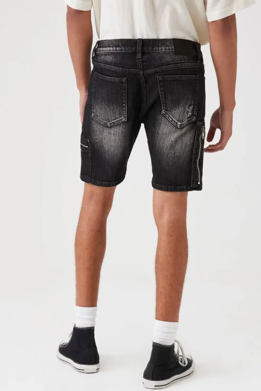 Zip-Pocket Denim Shorts