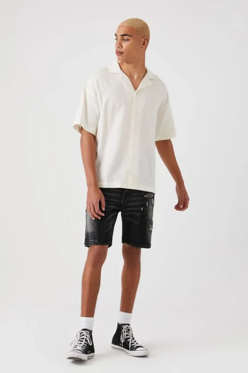 Zip-Pocket Denim Shorts