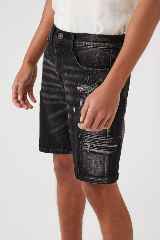Zip-Pocket Denim Shorts